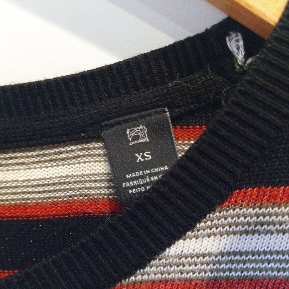 Scotch & Soda stripe sweater lurex black orange white XS lightweight preppy fall - Picture 4 of 10